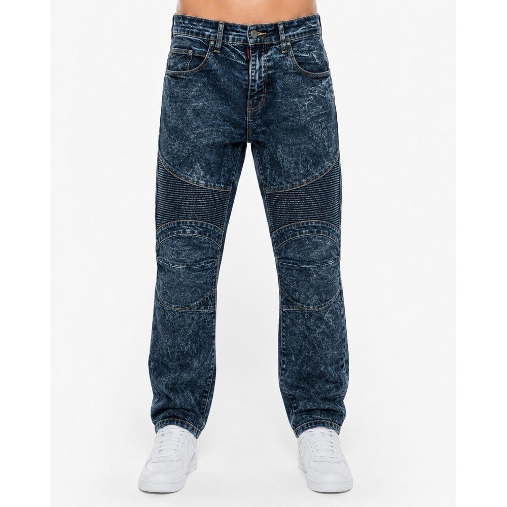 English Laundry Lions Crest Men’s Jeans 36x30 Blue Acid Wash Moto Skinny Fit